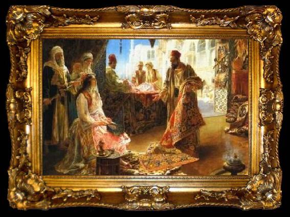 framed  unknow artist Arab or Arabic people and life. Orientalism oil paintings  260, ta009-2